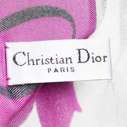 Christian Dior Off White Printed Silk Scarf
