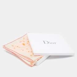 Dior Blush Pink Floral Printed Silk Scarf