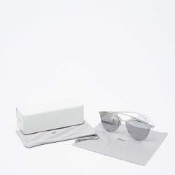 Dior Reflected Black/Silver White Silver Tone 85LDC Aviator Sunglasses