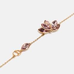 Dior Gold Tone Purple Floral Crystal Bracelet