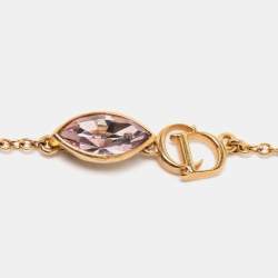 Dior Gold Tone Purple Floral Crystal Bracelet
