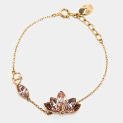 Dior Gold Tone Purple Floral Crystal Bracelet