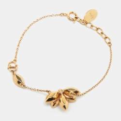 Dior Gold Tone Purple Floral Crystal Bracelet