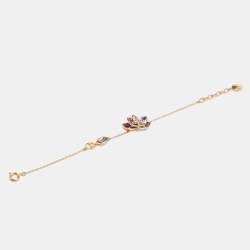 Dior Gold Tone Purple Floral Crystal Bracelet