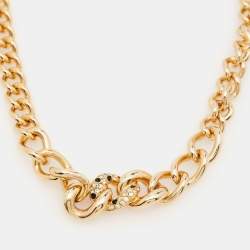 Pre Owned قلادة ديور وصلات سلسلة معدن ذهبي اللون وكريستال