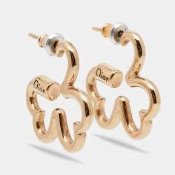 Dior Clover Heart Gold Tone Earrings