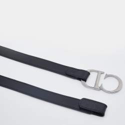 Pre Owned Dior Black Leather CD Logo Belt 80CM