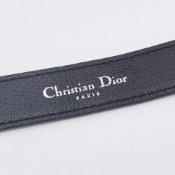 Pre Owned Dior Black Leather CD Logo Belt 80CM