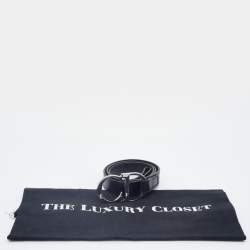 Pre Owned Dior Black Leather CD Logo Belt 80CM