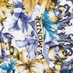Pre Owned Dior White & Blue Le Monde Silk Scarf