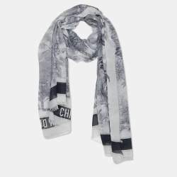 مملوكة مسبقًا Dior White Toile de Jouy Tropicalia Cotton Shawl 