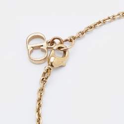 Pre Owned Dior Le Petite Tribale Faux Pearl Gold Tone Chain Bracelet