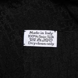Pre Owned Dior Black Oblique Jacquard Silk Scarf
