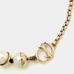 Pre Owned Dior Gold Tone Faux Pearl Mise en Dior Bracelet