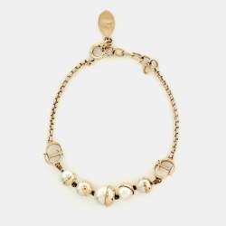 Pre Owned Dior Gold Tone Faux Pearl Mise en Dior Bracelet