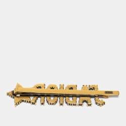 Pre Owned Dior Aged Gold Tone J'adior Embellished Hair Pin