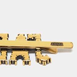 Pre Owned Dior Aged Gold Tone J'adior Embellished Hair Pin