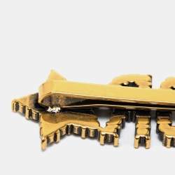 Pre Owned Dior Aged Gold Tone J'adior Embellished Hair Pin