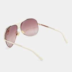 Pre Owned Dior White & Gold Tone/Brown Gradient MyLadyDior8 Aviator Sunglasses