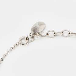 Pre Owned Dior Silver Tone Crystal Studded Rose Chain Necklace