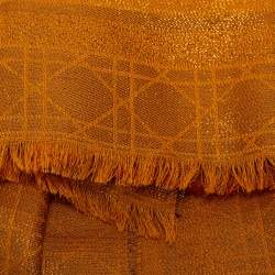 Pre Owned Dior Metallic Brown D-Cannage Silk and Wool Scarf