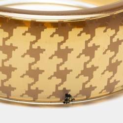Pre Owned Dior Gold Tone Houndstooth Resin Bangle Bracelet
