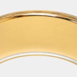 Pre Owned Dior Gold Tone Houndstooth Resin Bangle Bracelet