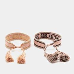 مملوكة مسبقًا Dior Pink & Black J'adior Woven Friendship Bracelets Set of 2