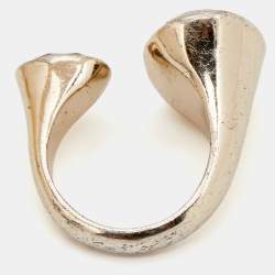 Dior Crystal Gold Tone Open Ring Size 50.5