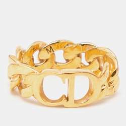 Pre Owned Dior Danseuse Etoile Gold Tone Ring Size M