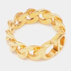 Pre Owned Dior Danseuse Etoile Gold Tone Ring Size M