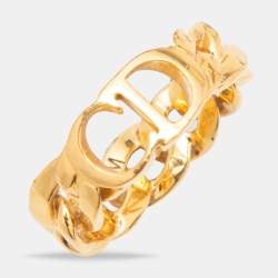Pre Owned Dior Danseuse Etoile Gold Tone Ring Size M