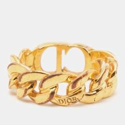 Pre Owned Dior Danseuse Etoile Gold Tone Ring Size M