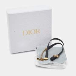Pre Owned Dior Aged Gold Tone Black Ribbon Star Choker Necklace
