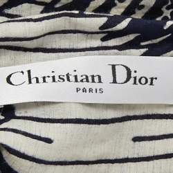 Pre Owned Christian Dior White/Indigo Printed Cotton Head Wrap