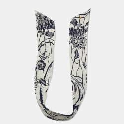 Pre Owned Christian Dior White/Indigo Printed Cotton Head Wrap