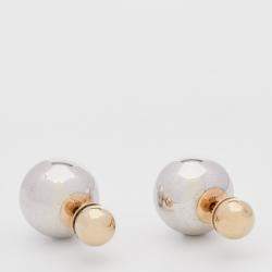 Pre Owned Dior Two Tone Mise En Dior Tribales Stud Earrings