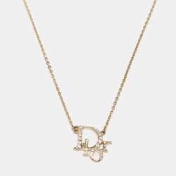 Dior Oblique Crystal Gold Tone Necklace