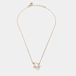 Dior Oblique Crystal Gold Tone Necklace