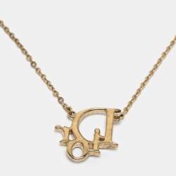 Dior Oblique Crystal Gold Tone Necklace