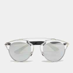 Pre Owned Dior Black/Silver So Real Mirrored Round Sunglasses