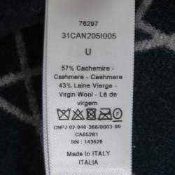 Pre Owned Dior Navy Blue Cannage Wool & Cashmere Scarf 