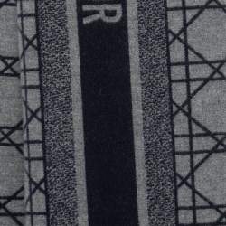 Pre Owned Dior Navy Blue Cannage Wool & Cashmere Scarf 