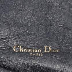 Dior Black Crinkled Leather and Stretch Band Saddle Belt 90 CM
