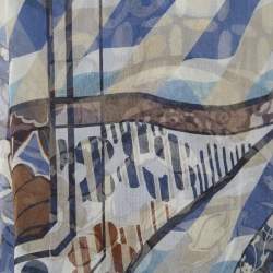 Pre Owned Christian Dior Blue Floral Printed Silk Scarf