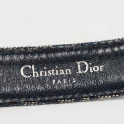 Pre Owned Dior Navy Blue Oblique Canvas and Leather Saddle Belt 85CM