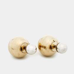 Dior Tribales Two Tone Metal Stud Earrings