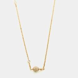 Pre Owned Dior Petit CD Crystal Charm Gold Tone Station Necklace