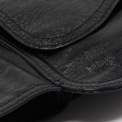 Pre Owned Dior Black Glossy Leather Saddle Wrap Belt