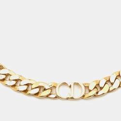 Dior CD Navy Gold Tone Danseuse Necklace 